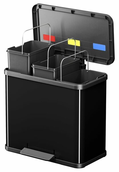 Hailo Oko Trio Plus pedálos szemetes, fekete, 3x9 L, L méret