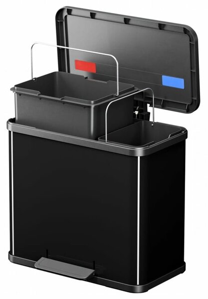 Hailo Oko Duo Plus pedálos szemetes, fekete, 17 L+9 L, L méret