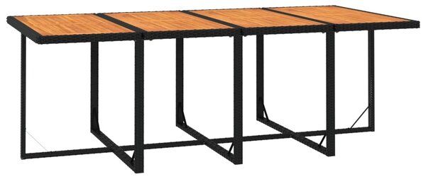 9 részes fekete polyrattan kerti étkezőgarnitúra párnákkal