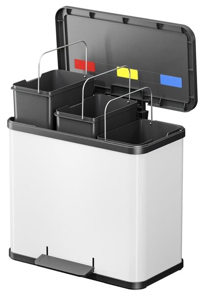 Hailo Oko Trio Plus pedálos szemeteskuka, fehér, 3x9 L, L méret