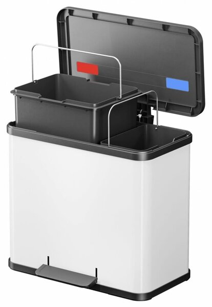 Hailo Oko Duo Plus pedálos szemetes, fehér, 17 L+9 L, L méret