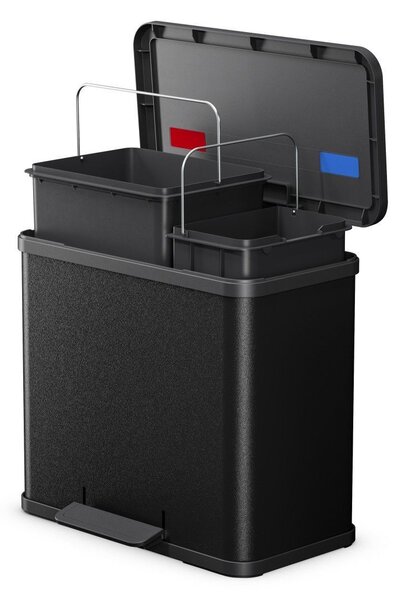 Hailo Oko Duo Plus pedálos szemetes, fekete, 17 L+9 L, L méret