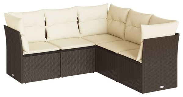5 részes barna polyrattan kerti ülőgarnitúra párnával