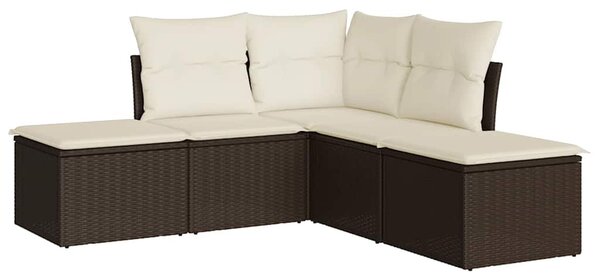 5 részes barna polyrattan kerti ülőgarnitúra párnával