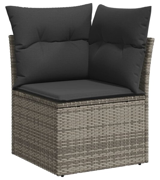 10 részes szürke polyrattan kerti ülőgarnitúra párnákkal