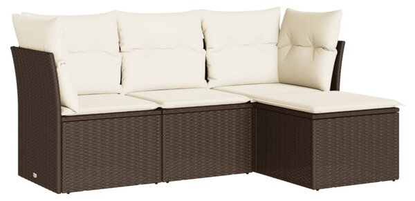 4 részes barna polyrattan kerti ülőgarnitúra párnákkal