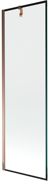 Mexen Next, kádparaván 1 szárny 60 x 150 cm, fix szárny, 6 mm átlátszó üveg fekete mintával, rózsaszín arany profil, 895-060-000-00-70-60