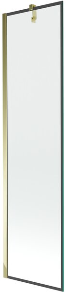 Mexen Next, kádparaván 1 szárny 50 x 150 cm, fix szárny, 6 mm átlátszó üveg fekete mintával, arany profil, 895-050-000-00-70-50