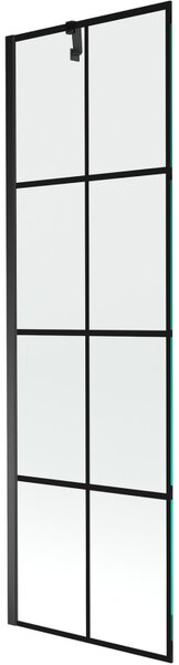 Mexen Next, kádparaván 1 szárny 60 x 150 cm, fix szárny, 6 mm átlátszó üveg fekete mintával, fekete profil, 895-060-000-00-77-70