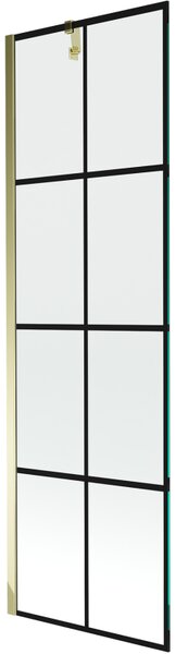 Mexen Next, kádparaván 1 szárny 60 x 150 cm, fix szárny, 6 mm átlátszó üveg fekete mintával, arany profil, 895-060-000-00-77-50