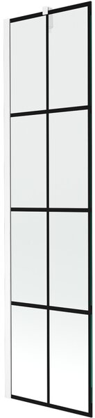 Mexen Next, kádparaván 1 szárny 50 x 150 cm, fix szárny, 6 mm átlátszó üveg fekete mintával, fehér profil, 895-050-000-00-77-20