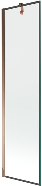 Mexen Next, kádparaván 1 szárny 50 x 150 cm, fix szárny, 6 mm átlátszó üveg fekete mintával, rózsa arany profil, 895-050-000-00-70-60