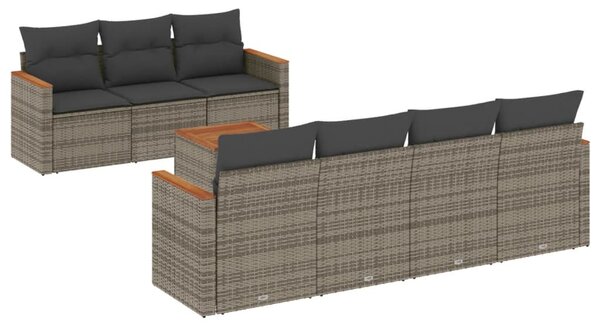 8 részes szürke polyrattan kerti ülőgarnitúra párnákkal