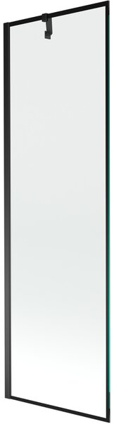 Mexen Next, kádparaván 1 szárny 60 x 150 cm, fix szárny, 6 mm átlátszó üveg fekete mintával, fekete profil, 895-060-000-00-70-70