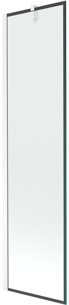 Mexen Next, kádparaván 1 szárny 50 x 150 cm, fix szárny, 6 mm átlátszó üveg fekete mintával, fehér profil, 895-050-000-00-70-20