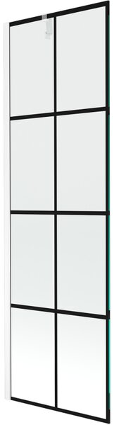 Mexen Next, kádparaván 1 szárny 60 x 150 cm, fix szárny, 6 mm átlátszó üveg fekete mintával, fehér profil, 895-060-000-00-77-20