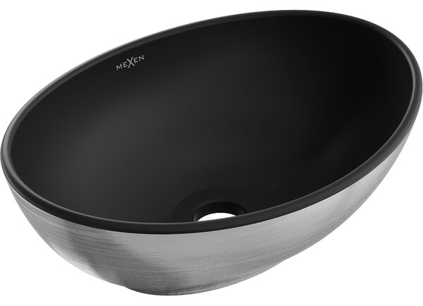 Mexen Elza, kerámia munkalap mosogató 405 x 330 mm, fekete matt-ezüst mintás, 21014023