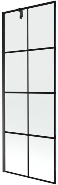Mexen Next, kádparaván 1 szárny 70 x 150 cm, fix szárny, 6 mm átlátszó üveg fekete mintával, fekete profil, 895-070-000-00-77-70