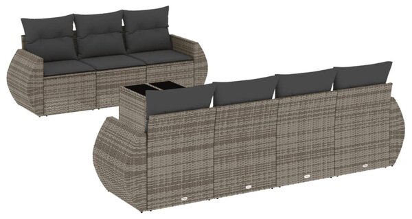 8 részes szürke polyrattan kerti ülőgarnitúra párnákkal