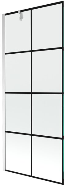 Mexen Next, kádparaván 1 szárny 80 x 150 cm, fix szárny, 6 mm átlátszó üveg fekete mintával, króm profil, 895-080-000-00-77-01