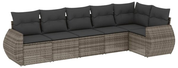 6 részes szürke polyrattan kerti ülőgarnitúra párnákkal