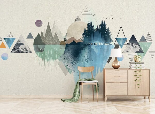 Fotótapéta Víz és fák a tájban, Geometriai fotótapéta, Népszerű fotótapéta, u46550 - Tapeko.hu