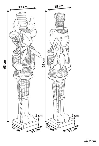 Kétdarabos dekorfigura szett ALATORNIO 62/63 cm Rénszarvas Medve Barna