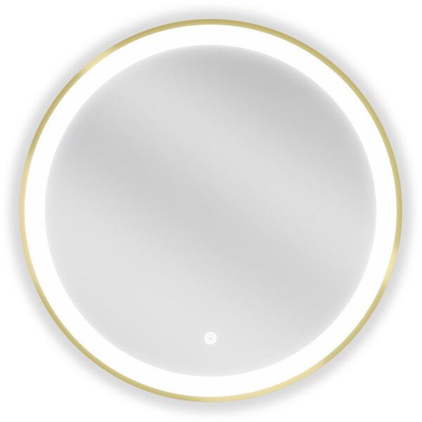 Mexen Esso kerek LED háttérvilágítású fürdőszobai tükör 60cm 6000K párásodásgátló fűtőbetét arany keret 9825-060-060-611-50