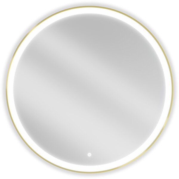 Mexen Esso kerek LED háttérvilágítású fürdőszobai tükör 90cm 6000K páramentes fűtőbetét arany keret 9825-090-090-611-50