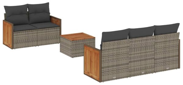 6 részes szürke polyrattan kerti ülőgarnitúra párnákkal