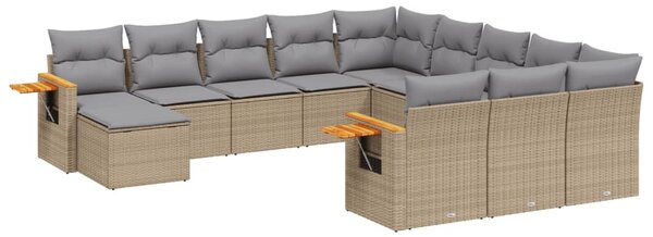 11 részes bézs polyrattan kerti ülőgarnitúra párnákkal