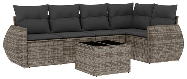 6 részes szürke polyrattan kerti ülőgarnitúra párnákkal