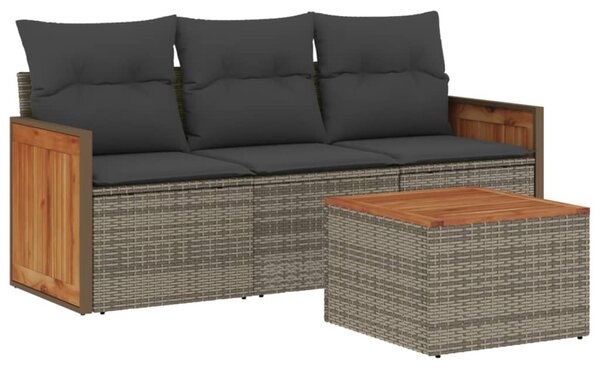 4 részes szürke polyrattan kerti ülőgarnitúra párnákkal