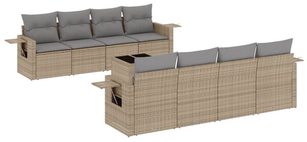 9 részes bézs polyrattan kerti ülőgarnitúra párnákkal