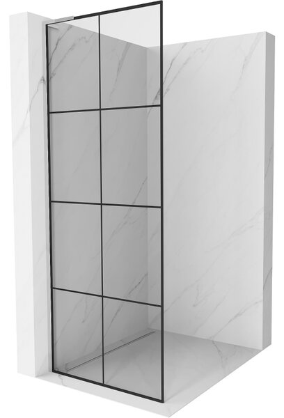 Mexen Kioto L, Walk-In zuhany paraván 80 x 200 cm, 8 mm átlátszó üveg fekete mintás, króm profil, 800-080-103-01-77