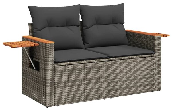 3 részes szürke polyrattan kerti ülőgarnitúra párnákkal