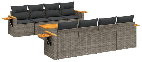 9 részes szürke polyrattan kerti ülőgarnitúra párnákkal