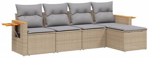 5 részes bézs polyrattan kerti ülőgarnitúra párnákkal