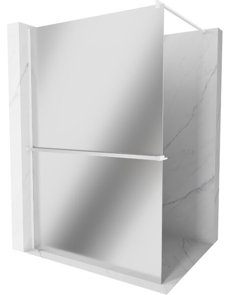 Mexen Kioto+, Walk-In zuhanyparaván polccal és akasztóval 70 x 200 cm, 8 mm tükörmintás üveg, fehér profil, 800-070-121-20-50