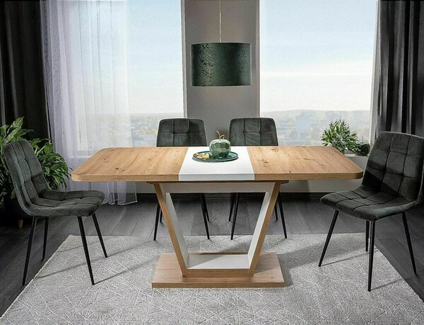 Nigel Kihúzható Étkezőasztal Laminált Artisan Tölgy-Fehér Modern