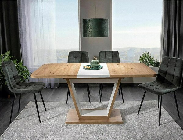 Nigel Kihúzható Étkezőasztal Laminált Artisan Tölgy-Fehér Modern