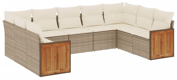 9 részes szürke polyrattan kerti ülőgarnitúra párnákkal