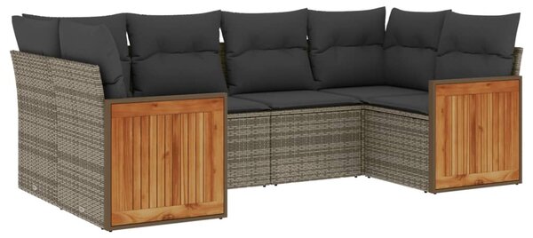 6 részes szürke polyrattan kerti ülőgarnitúra párnákkal