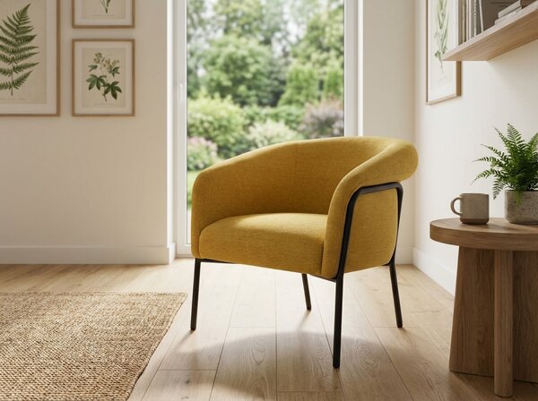 Design fotel CLOVER BREGO, mustárszínű BREGO 68