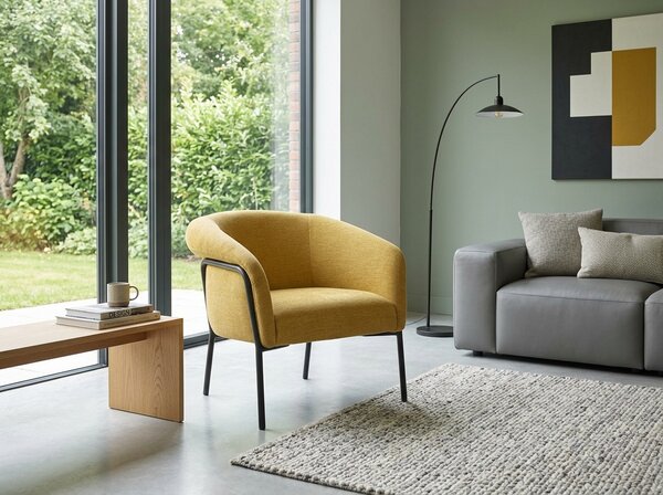 Design fotel CLOVER BREGO, mustárszínű BREGO 68