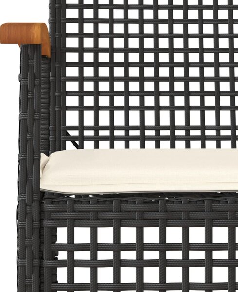 5 részes fekete polyrattan kerti étkezőgarnitúra párnákkal