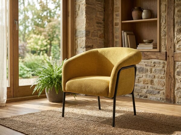 Design fotel CLOVER BREGO, mustárszínű BREGO 68