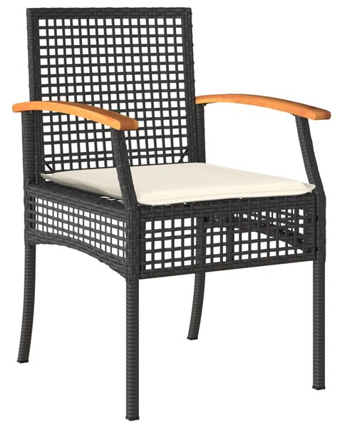 5 részes fekete polyrattan kerti étkezőgarnitúra párnákkal