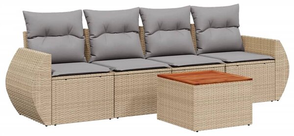 5 részes bézs polyrattan kerti ülőgarnitúra párnákkal