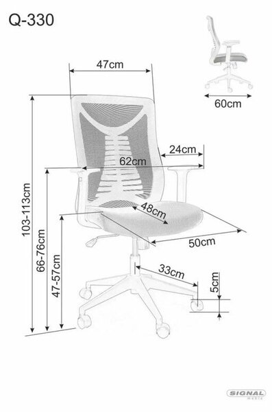 Q-330R Ergonomikus Hálós Forgószék Fekete